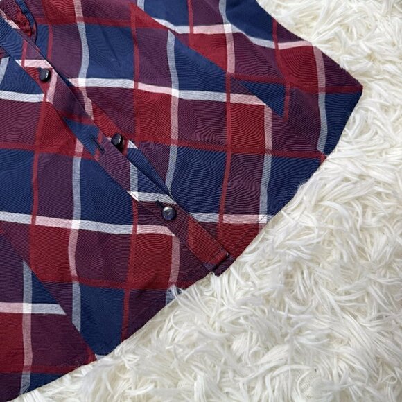 Burberry Blue Label Women's Red Check Ruffle Blouse - Size 38 (US XS-S) - Picture 8 of 9